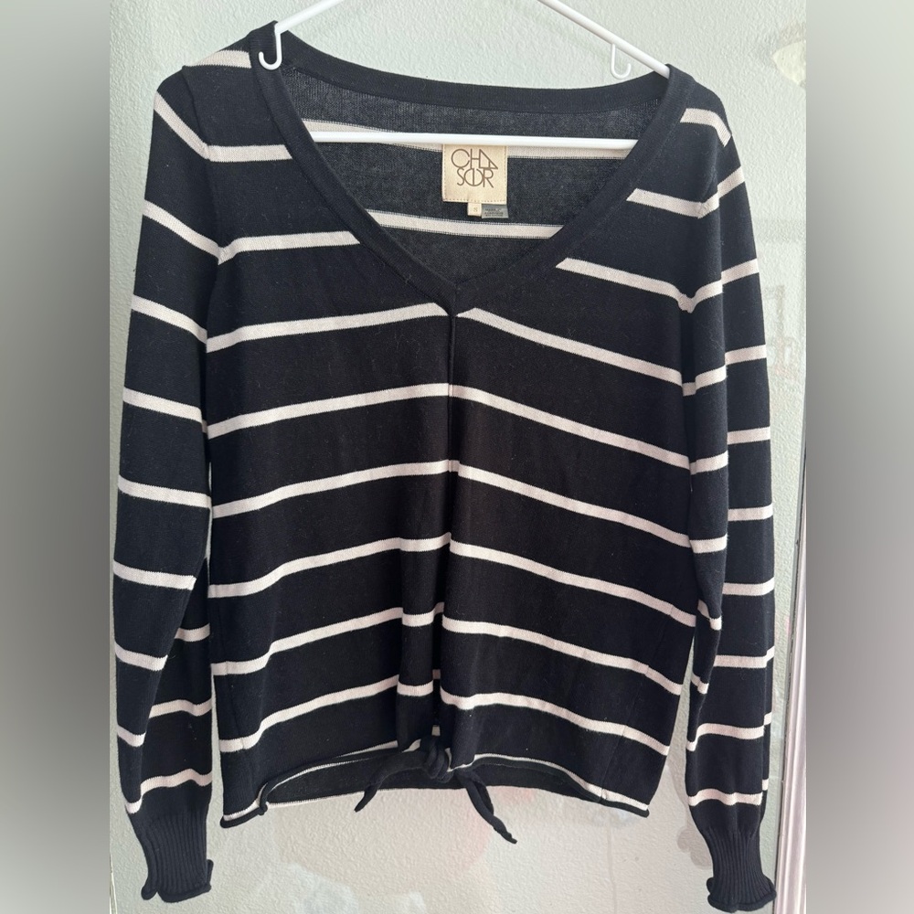 Chaser Black and White Striped Knitwear